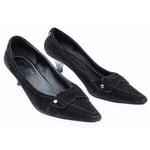 The Original Car Shoe Suede Pointed Toe Kitten Heel Pumps - Size 41